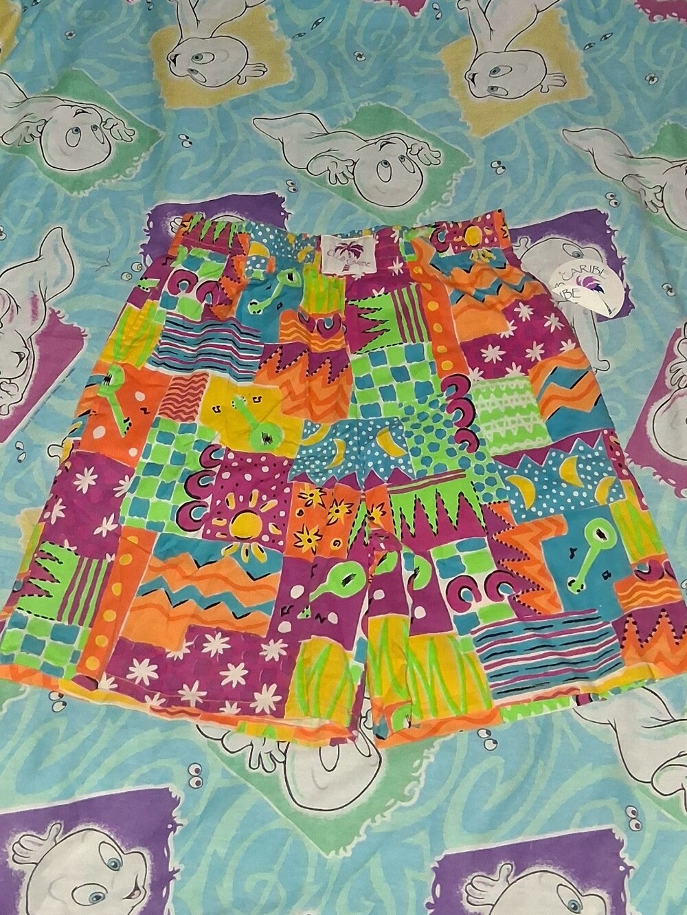 New 80s Club Caribe All Over Print Vintage Cotton Colorful Shorts